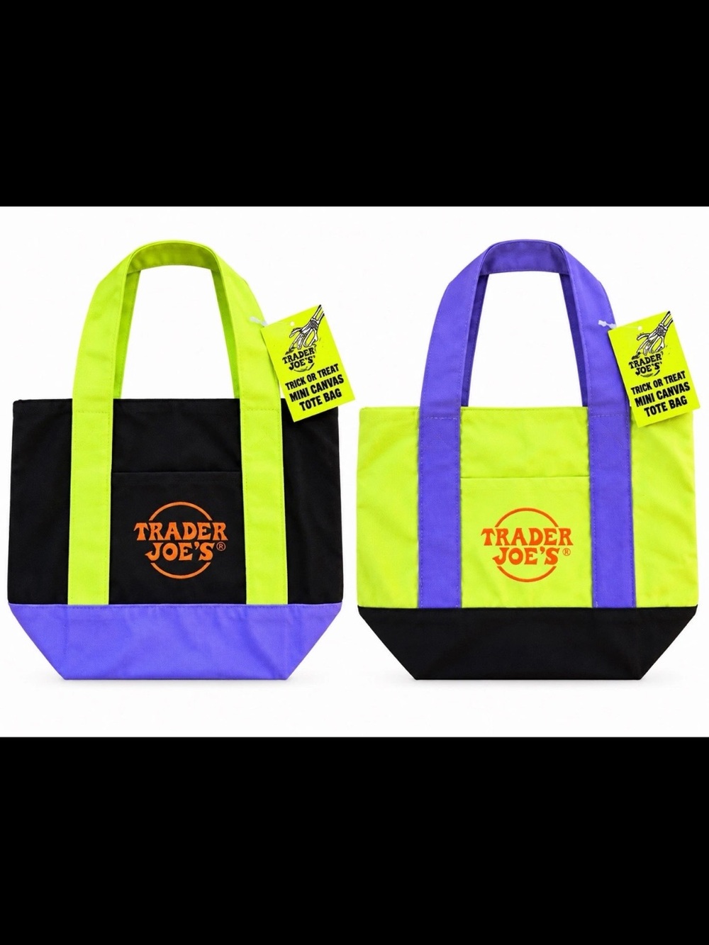 Halloween Trader Joe’s Mini Tote Bag Set of 2 NWT